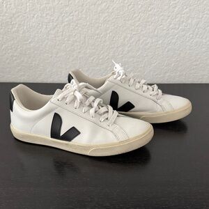 Veja White Sneakers with Black Detailing